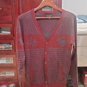Forever 21 Men's Red and Gray Cardigan Sweater